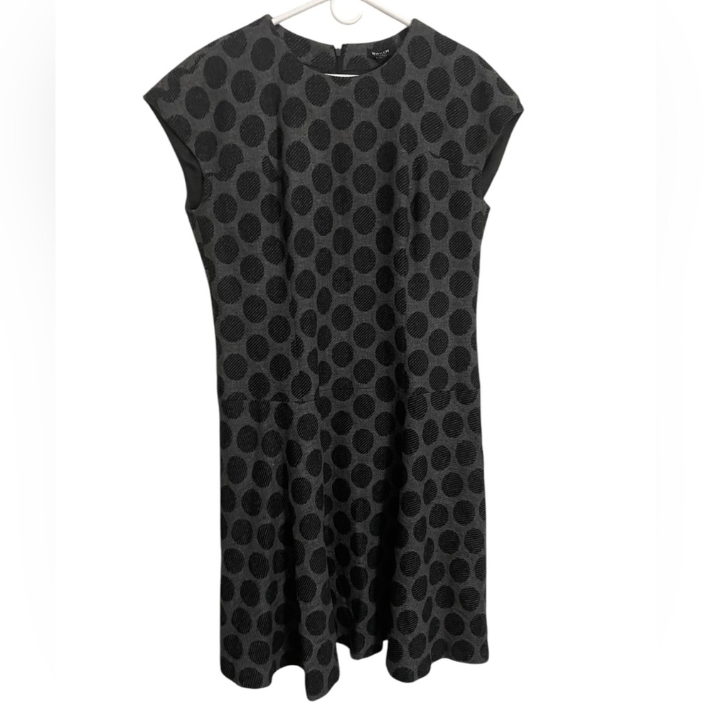 Worth New York Polka Dot Wool Blend A Line Midi Career‎ Dress Plus Size 16